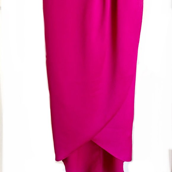 Express Pink Twist Front Knot Wrap Silk Hi-Lo CocktailDress Summer Wedding Guest - Picture 6 of 12